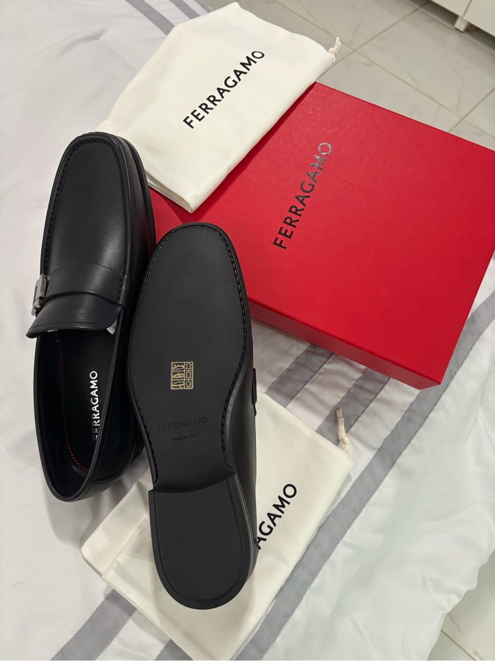 Salvatore Ferragamo Black Leather Bit Loafers with Silver Hardware - Picture 3 of 4